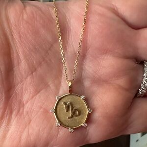 Baby Gold Diamond Zodiac Medallion Necklace - Capricorn